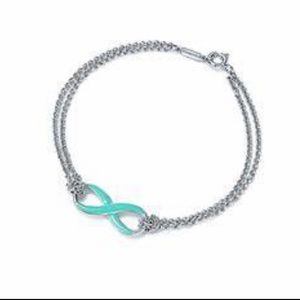 BNIB-Tiffany & Co. Enamel Infinity Double Strand Chain Necklace